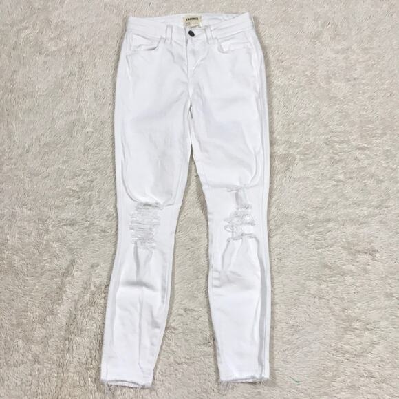 L'Agence Margot Japanese Denim High Rise Skinny Leg Jean Blanc White Resort - Picture 2 of 12